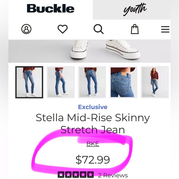 BUCKLE BKE Stella Slim Fit Mid-Rise Skinny Stretch Jean | Color: Ariza |NEW/NWT - Picture 7 of 15